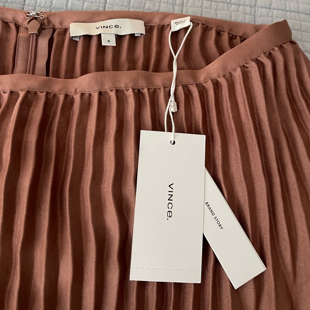 NWT Vince satin maxi slip skirt with asymmetric pintuck pleat detail